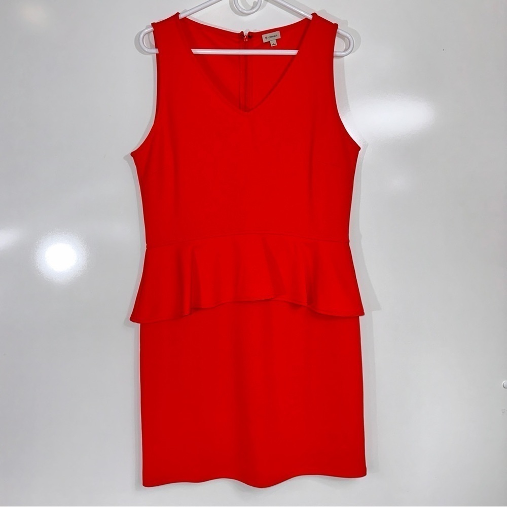 Cremieux Orange Peplum Knee Length Dress